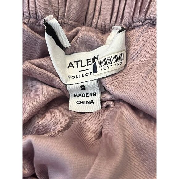 Ladies Size 8 Pleated Texture Mauve Plisses Flowy Wide Leg Pull On Pants Atlein - Picture 5 of 6